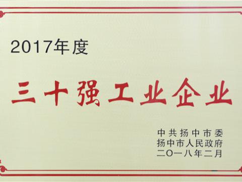 BBIN宝盈集团集团提升2017年度扬中市“三十强”前五位